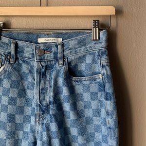 Pacsun High Rise Straight Leg Checkered Frayed Hem Denim Jeans